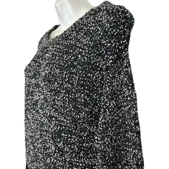 French Connection Women's 100% Cotton Tweed Long Line Gray Black Sweater sz M - Picture 8 of 12
